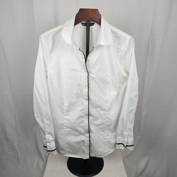 Brooks Brothers White Hidden Button Shirt Contrast Cuff Trim Size 14 - Picture 1 of 6